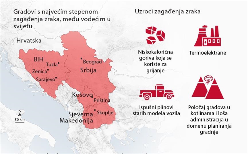 INFOGRAFIKA - Noćna mora zimskih mjeseci na Zapadnom Balkanu je zagađenje zraka