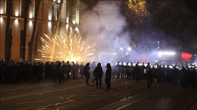 Police use water cannons against protesters surrounding Georgia’s parliament