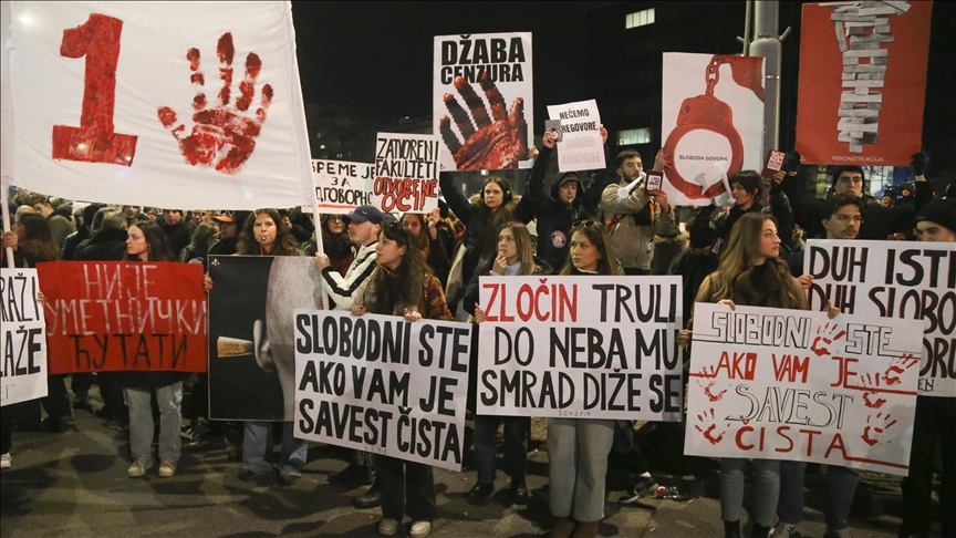 Tens of thousands protest in Belgrade against government over train station accident