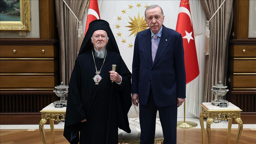 Turkish President Erdogan receives Greek Orthodox Patriarch of Fener Bartholomew