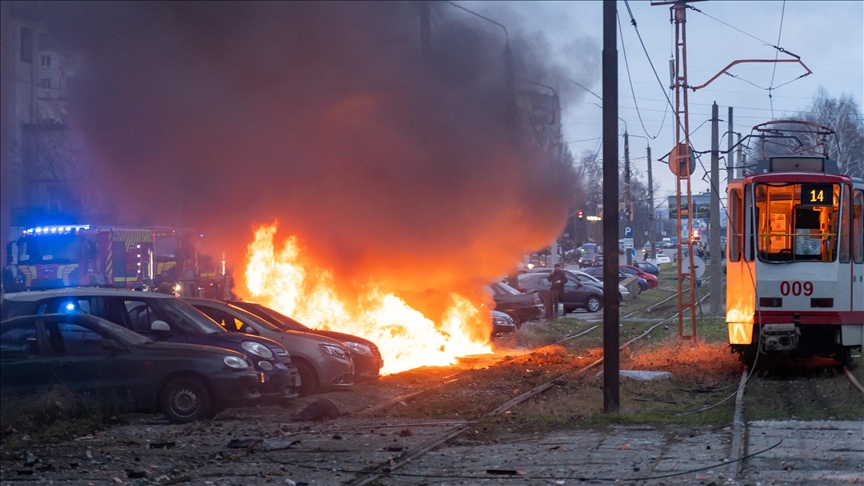 Electrical station near Zelenskyy's office in Kyiv catches fire as Russia conducts strikes across Ukraine Electrical station near Zelenskyy's office in Kyiv catches fire as Russia conducts strikes across Ukraine