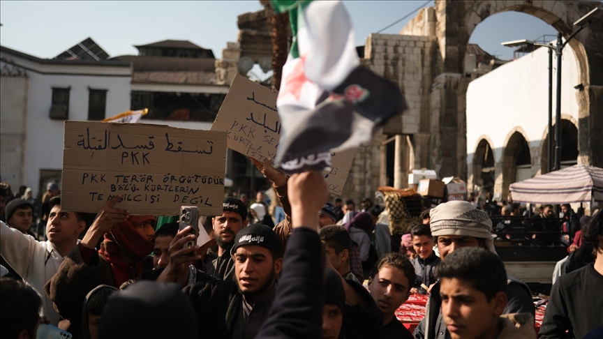 Protest against PKK/YPG terror group held at landmark Umayyad Mosque in Damascus