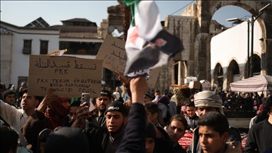 Protest against PKK/YPG terror group held at landmark Umayyad Mosque in Damascus