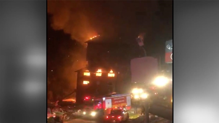 Kartalkaya'daki otel yangınına ilk müdahale anlarına ilişkin görüntüler ortaya çıktı