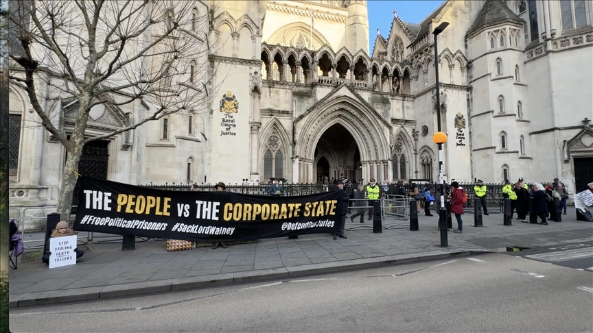 Protesters stage rally outside UK High Court as climate activists appeal against lengthy jail terms