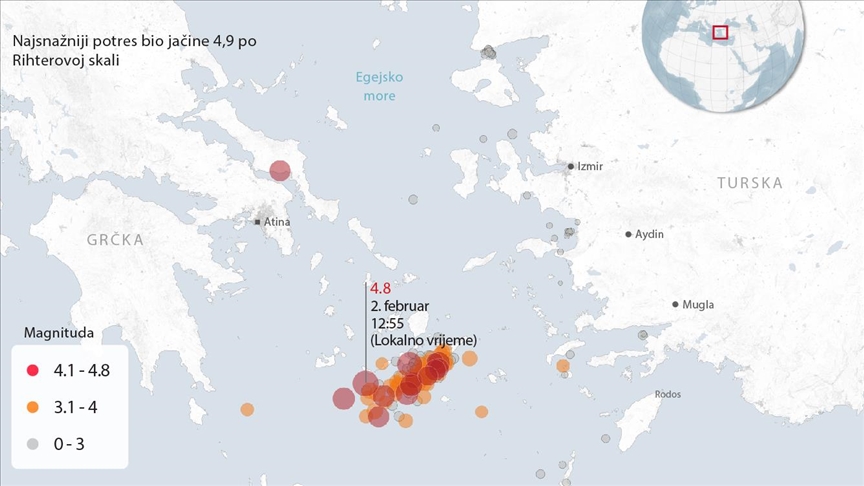 Grčke vlasti poduzimaju mjere u jeku intenzivnih zemljotresa u Egejskom moru