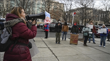 Hundreds gather in US capital to protest Elon Musk’s government influence