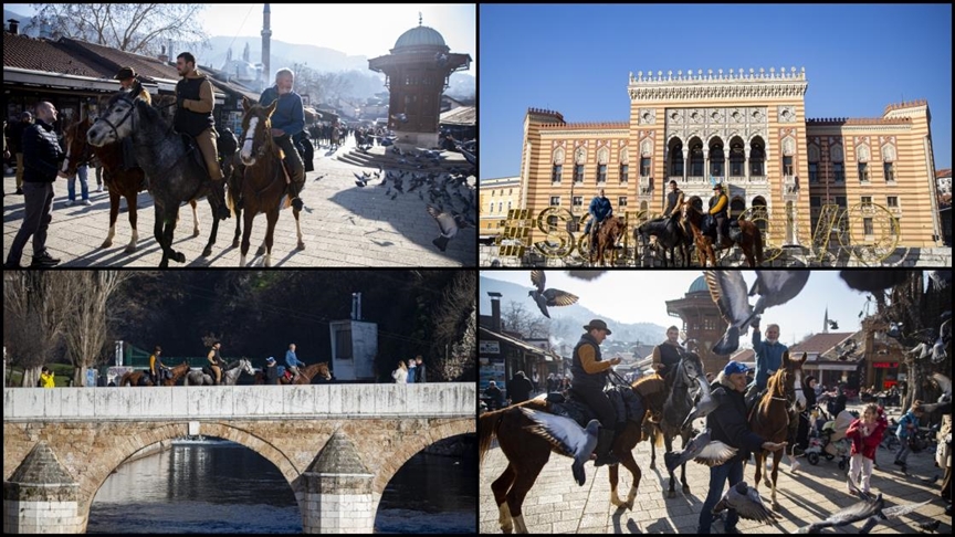 İspanya'dan at sırtında yola çıkan 3 arkadaş hac yolculuğunda Saraybosna'ya ulaştı