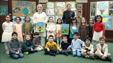 Turkish, Ukrainian first ladies visit children in Ankara who fled war