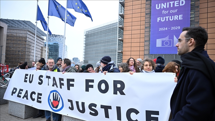 AB çalışanları, 24 Şubat'ta yapılacak AB-İsrail Ortaklık Konseyi Toplantısı'nı protesto etti