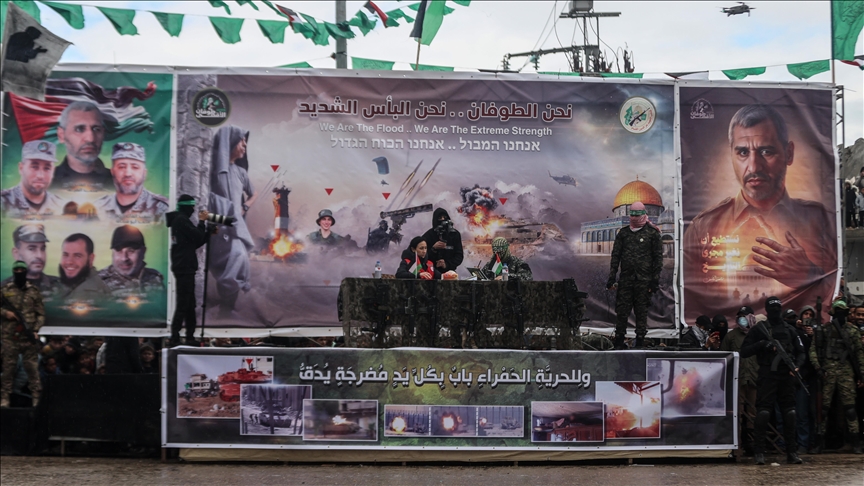 ‘We can change course of history:' Hamas puts up Deif poster on stage set up for hostage release
