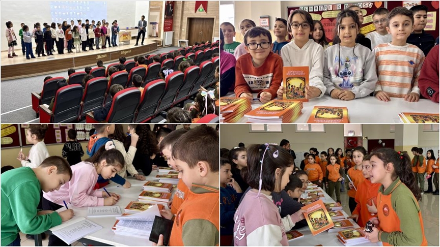 Minik yazarlar okul okul gezerek engellilere destek olmaya çalışıyor