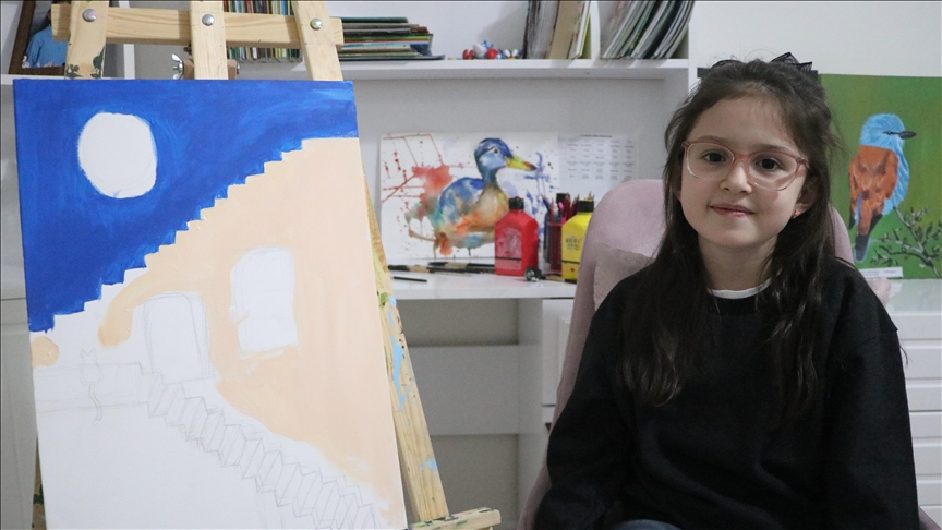 Tekirdağlı minik ressam 8 yaşında 2 sergi açtı