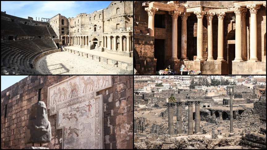 Devrik Baas rejimi döneminde askeri noktaya çevrilen Busra Antik Kenti görüntülendi
