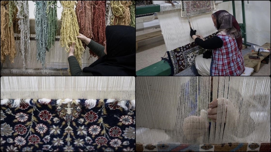 Geleneksel halılar üreten ev kadınları dokuma tezgahında özgürleşiyor