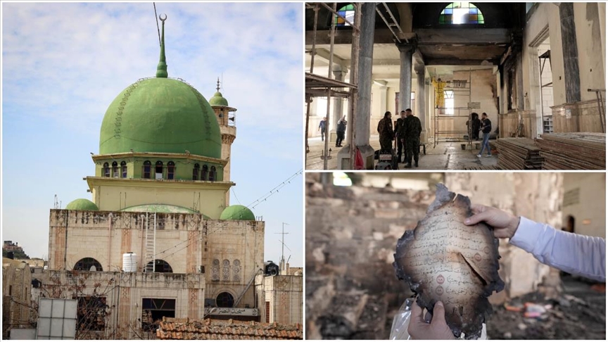 Filistinliler, İsrail askerlerinin ateşe verdiği tarihi camiyi onarmaya çalışıyor