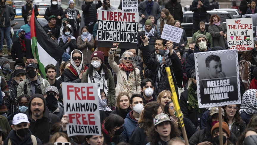 Protesters across US demand release of Palestinian activist Mahmoud Khalil