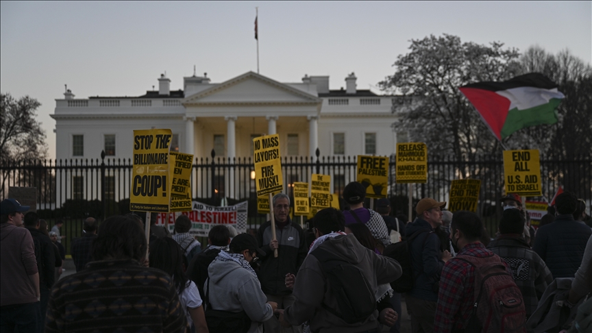 Protesters rally outside White House against Israel's renewed assault on Gaza