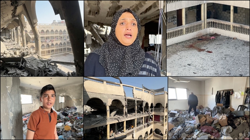 İsrail'in vurduğu okulda hayatta kalan Filistinliler kan gölü ve parçalanmış cesetlere tanık oldu