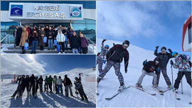 Erciyes Kayak Merkezi'ne 10 ülkeden gelen 28 gönüllü kayak yapmayı öğrendi