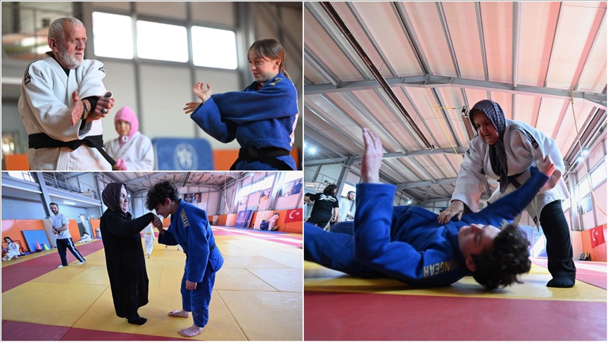Torunlarına destek için judoya başladılar