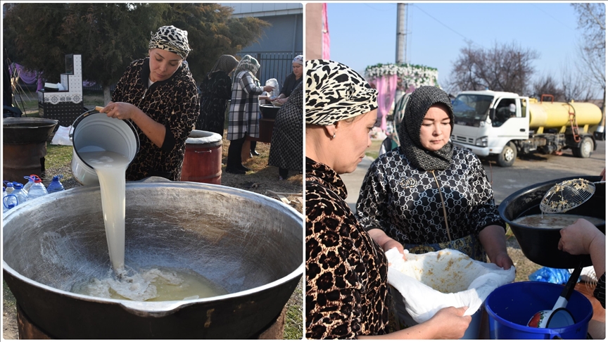 پخت سوملک برای نوروز در ازبکستان