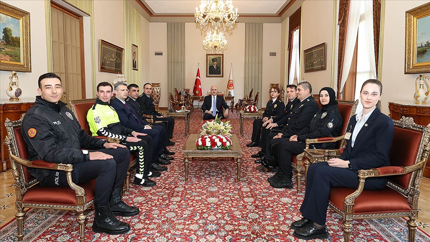 TBMM Başkanı Kurtulmuş, TBMM Koruma Daire Başkanı Çelik ve beraberindeki heyeti kabul etti