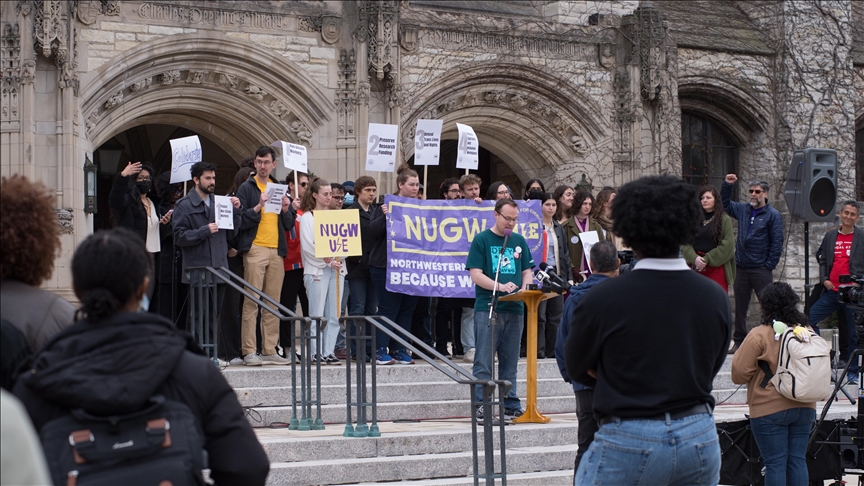 US Northwestern University students, staff protest Trump administration’s crackdown on schools