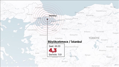 Marmara Denizi'nde 4,3 büyüklüğünde deprem