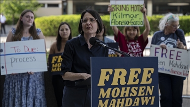 Democratic lawmakers rally outside US State Department to demand release of students, immigrants