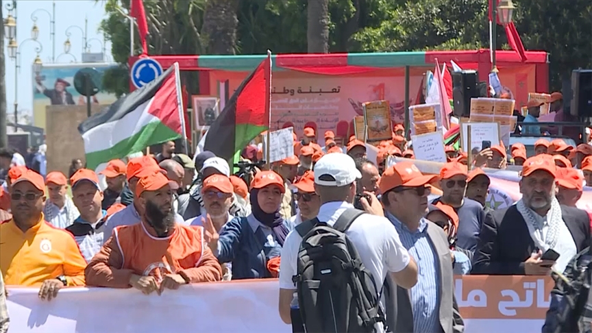 Fas'taki 1 Mayıs gösterilerinde Filistin'e destek sloganları yükseldi