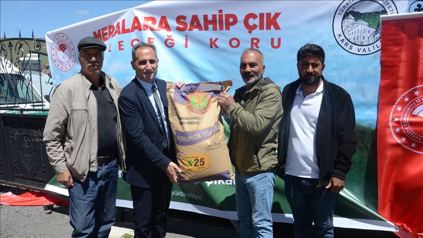 Kars'ta mera ıslahı için çiftçilere 60 ton hibe korunga tohumu dağıtıldı