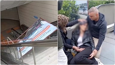 Maltepe metro istasyonunda üzerine reklam panosu düşen kadın yaralandı