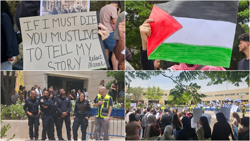 Kudüs İbrani Üniversitesi öğrencileri Nekbe'nin 77'nci yıldönümünde protesto düzenledi