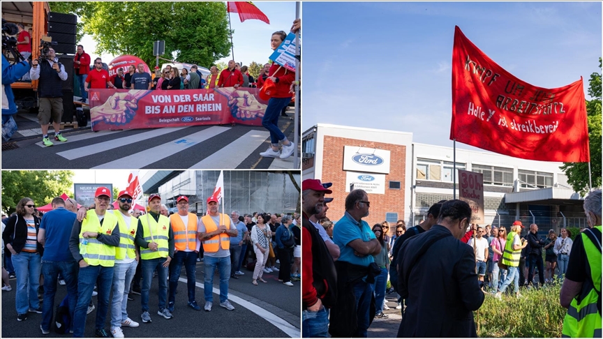Almanya'n谋n Köln kentinde Ford fabrikas谋 i艧çileri greve gitti