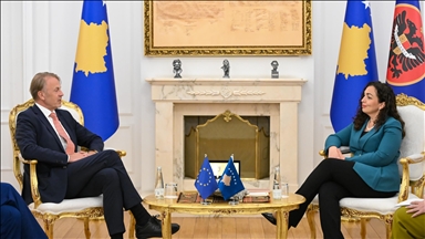 Presidentja Osmani priti në takim Shefin e Zyrës së BE-së në Kosovë, Aivo Orav