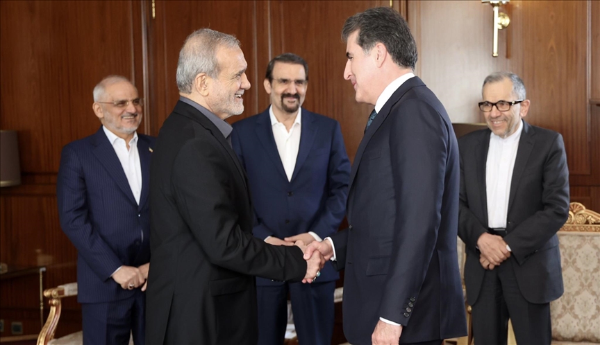 سەرکۆماری ئێران پزیشکیان پێشوازی لە نێچیرڤان بارزانی کرد