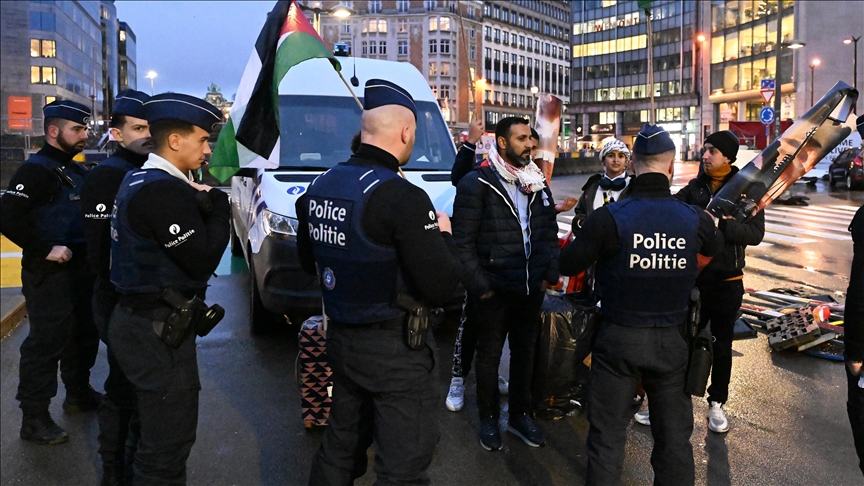 Protesters demand justice for Gaza during EU humanitarian forum in Brussels