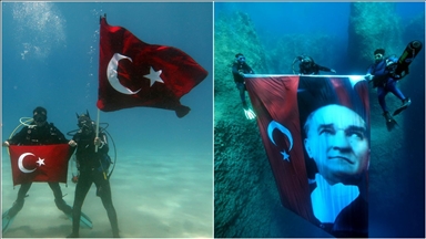 19 Mayıs Atatürk'ü Anma, Gençlik ve Spor Bayramı su altında kutlandı