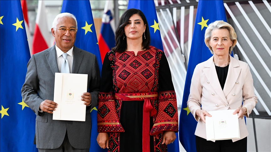 İlk kez bir Filistin temsilcisi AB'ye mektup sunarak görevine başladı