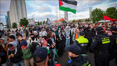 Protesters block traffic in Rotterdam over docking of ship carrying F-35 parts from Israel