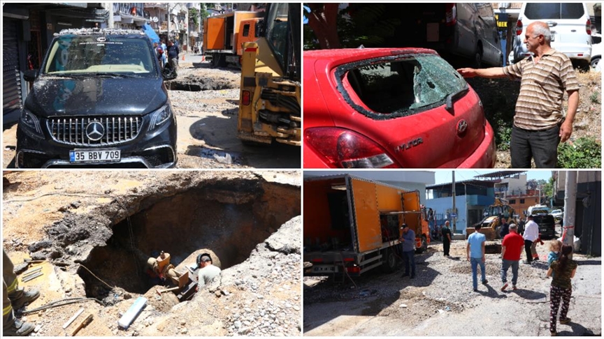 İ'de su borusu patladı, çok sayıda araç, ev ve iş yeri zarar gördü