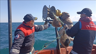 Karadeniz'de kaçak bırakılan 44 bin metre ağ toplandı
