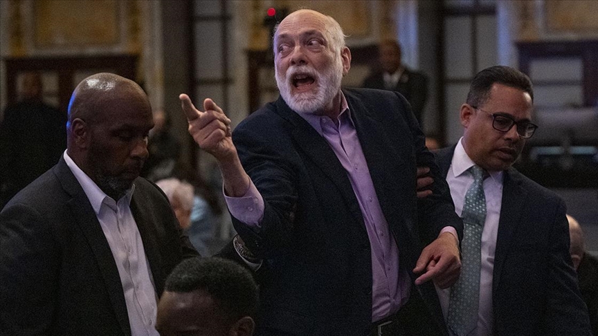 Pro-Palestinian activists protest US Senate minority leader's stance on Israel Pro-Palestinian activists protest US Senate minority leader's stance on Israel