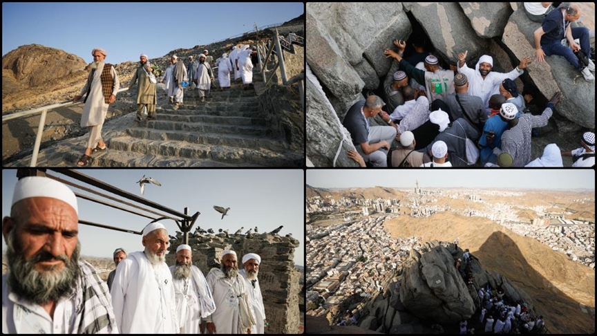 Hazreti Muhammed'e ilk vahyin ulaştırıldığı Hira Mağarası'na hacı adaylarının zorlu ziyareti