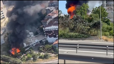 Sarıyer'de mobilya atölyesinde çıkan yangın söndürüldü