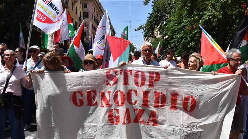 Italian opposition parties rally in Rome to demand end to Gaza genocide