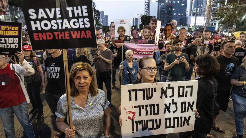 Families of Israeli hostages protest in Tel Aviv to demand end to Gaza war, return of all captives