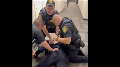 US Senator Alex Padilla forcibly removed from Homeland security chief's news conference in Los Angeles