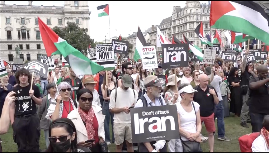 Protesters in London call for halt to Israeli strikes on Iran, Gaza